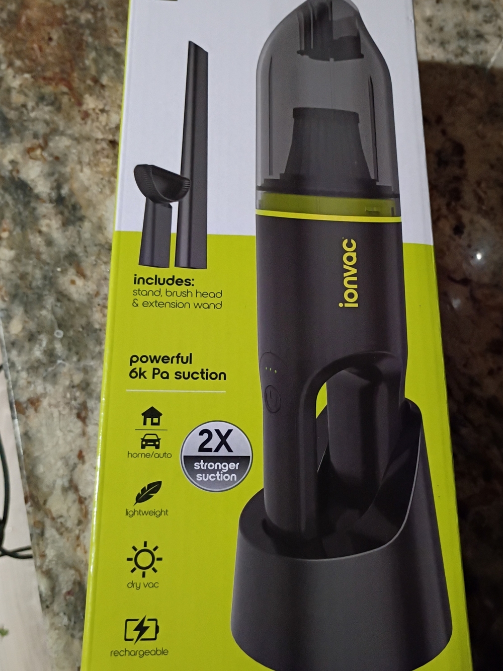 ionvac Handheld Cordless Vacuum in Black with Lime Accent